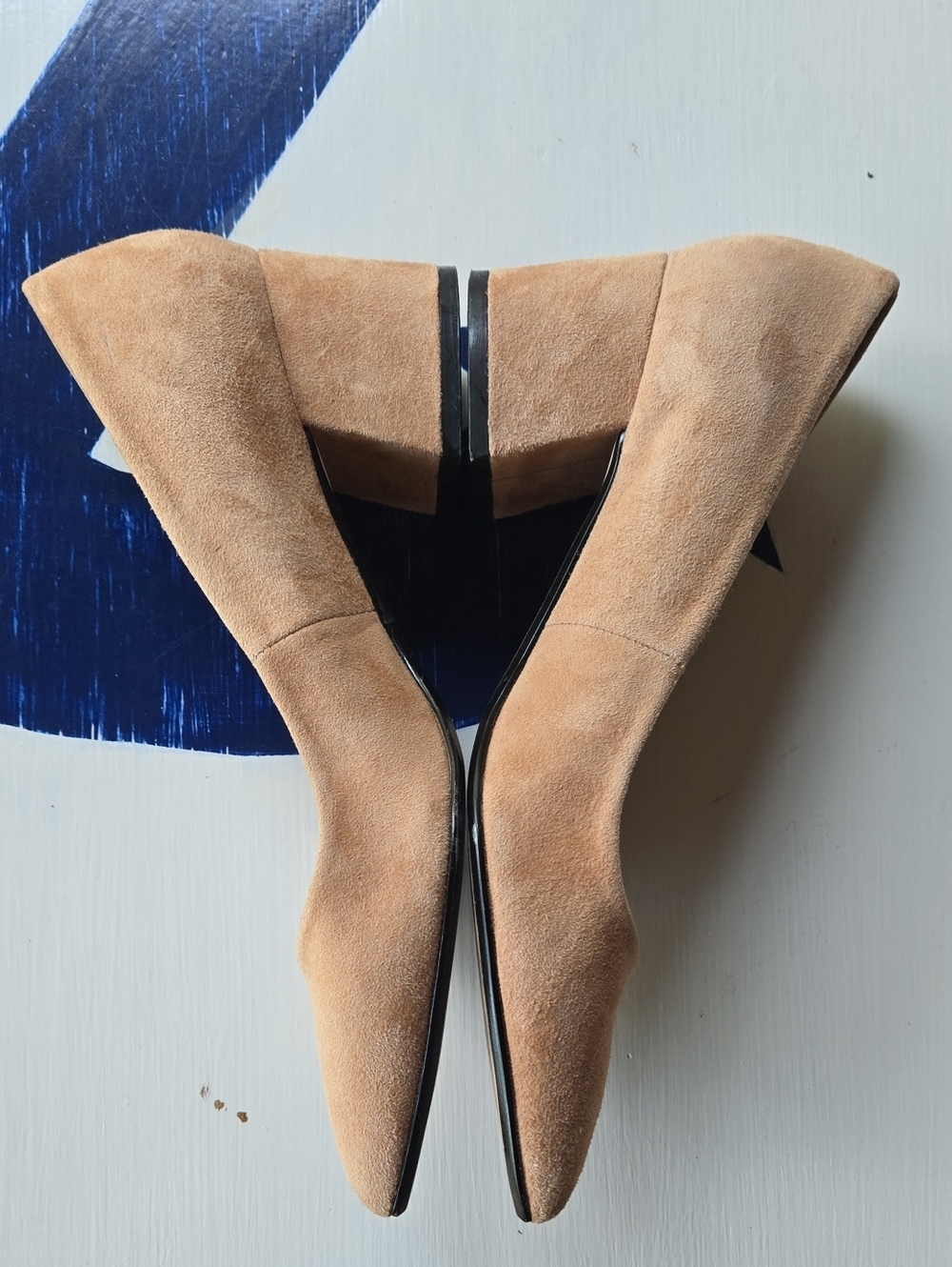 Aldo Tan Suede Pointy Toe Chunky Heels Size 6.5 - Picture 6 of 14